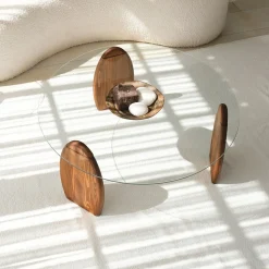 Salontafel Surf Glas/Bruin Ø90cm