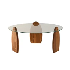Salontafel Surf Glas/Bruin Ø90cm