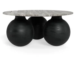 Salontafel Talor Marmer Grijs Zwart Ø95cm - Giga Living