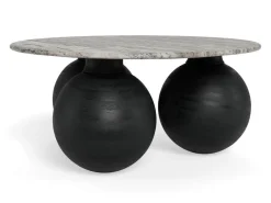 Salontafel Talor Marmer Grijs Zwart Ø95cm - Giga Living
