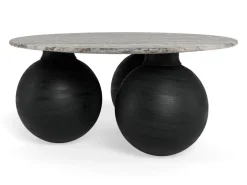 Salontafel Talor Marmer Grijs Zwart Ø95cm - Giga Living