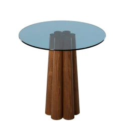 Salontafel Thales Blauw/Walnoot Ø50cm