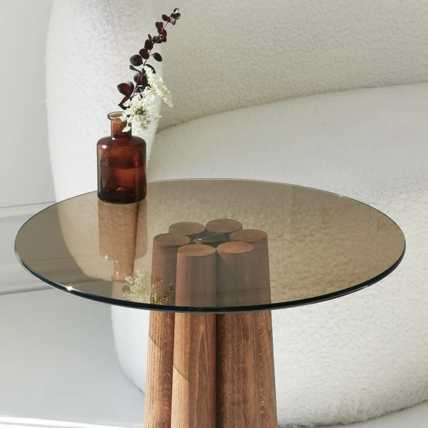 Salontafel Thales Brons/Walnoot Ø50cm