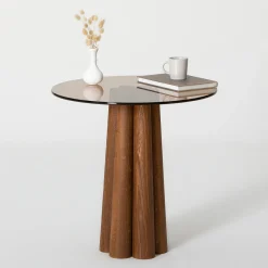 Salontafel Thales Brons/Walnoot Ø50cm