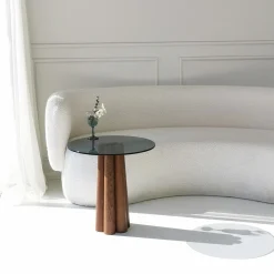 Salontafel Thales Smoke/Walnoot Ø50cm