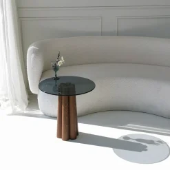Salontafel Thales Smoke/Walnoot Ø50cm