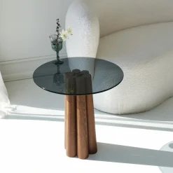 Salontafel Thales Smoke/Walnoot Ø50cm