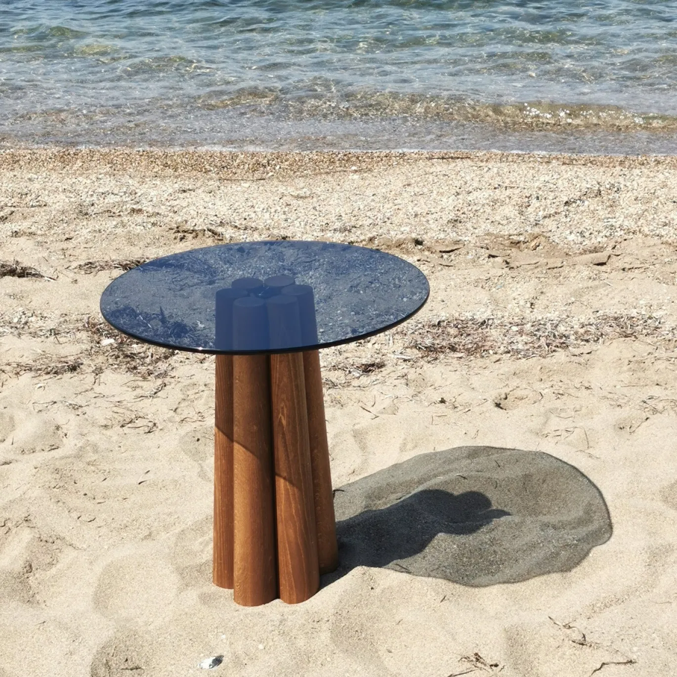 Salontafel Thales Smoke/Walnoot Ø50cm