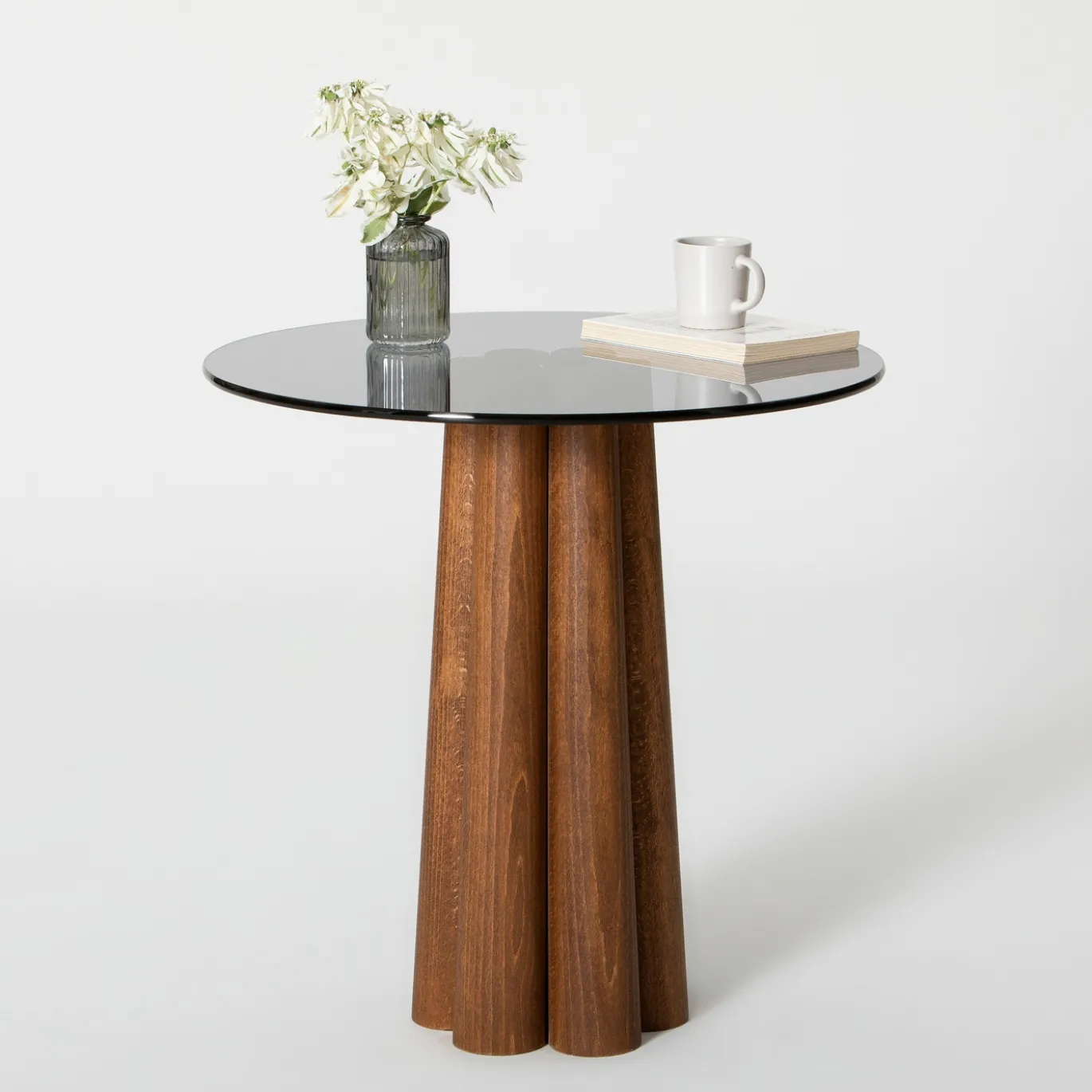 Salontafel Thales Smoke/Walnoot Ø50cm