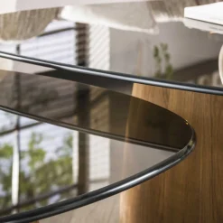 Salontafel Tinto Driehoekig Set van 2 Brons Glas - Giga Meubel