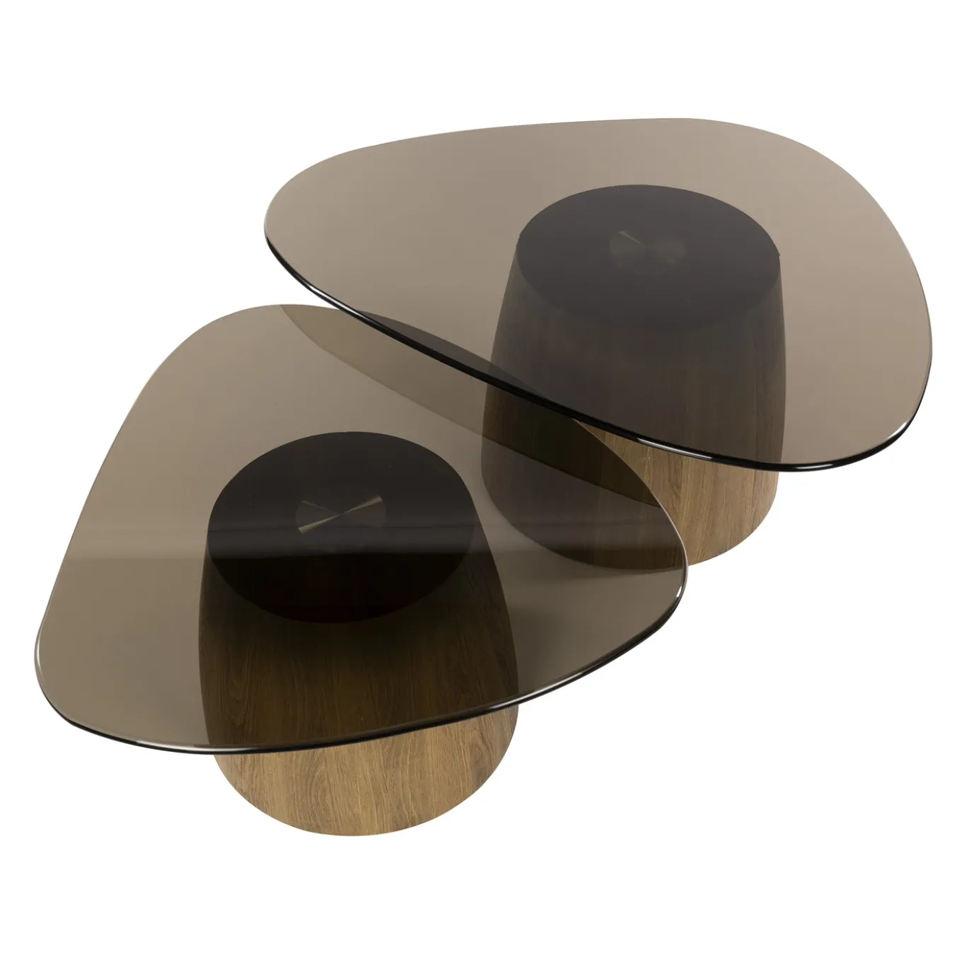 Salontafel Tinto Driehoekig Set van 2 Brons Glas - Giga Meubel