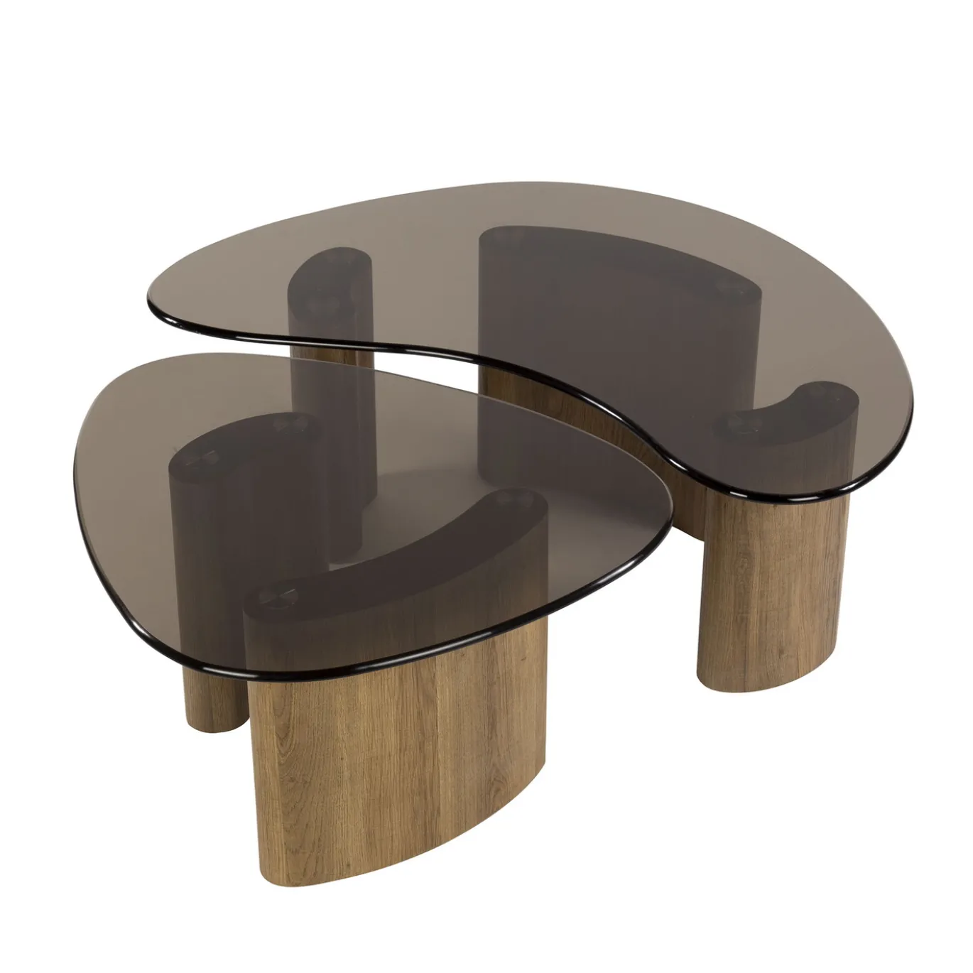 Salontafel Tinto Organisch Set van 2 Brons Glas - Giga Meubel