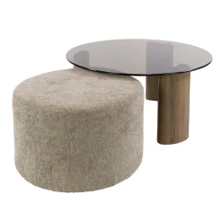 Salontafel Tinto Pouf Set Van 2 Brons Glas - Giga Meubel