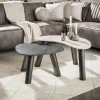 Salontafel Twin Organisch Set van 2 3d Keramiek Travertin Zwart/grijs - Giga Meubel