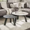 Salontafel Twin Rond Set van 2 3d Keramiek Travertin Zwart/grijs - Giga Meubel