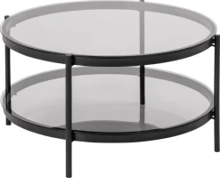 Salontafel Vadodara Glas Grijs Ø79cm - Giga Living
