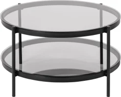 Salontafel Vadodara Glas Grijs Ø79cm - Giga Living