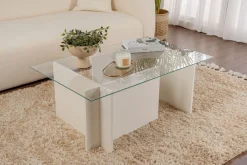 Salontafel Vetrino Glas/Wit 105cm