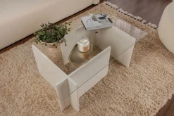 Salontafel Vetrino Glas/Wit 105cm