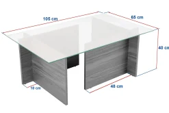 Salontafel Vetrino Glas/Wit 105cm