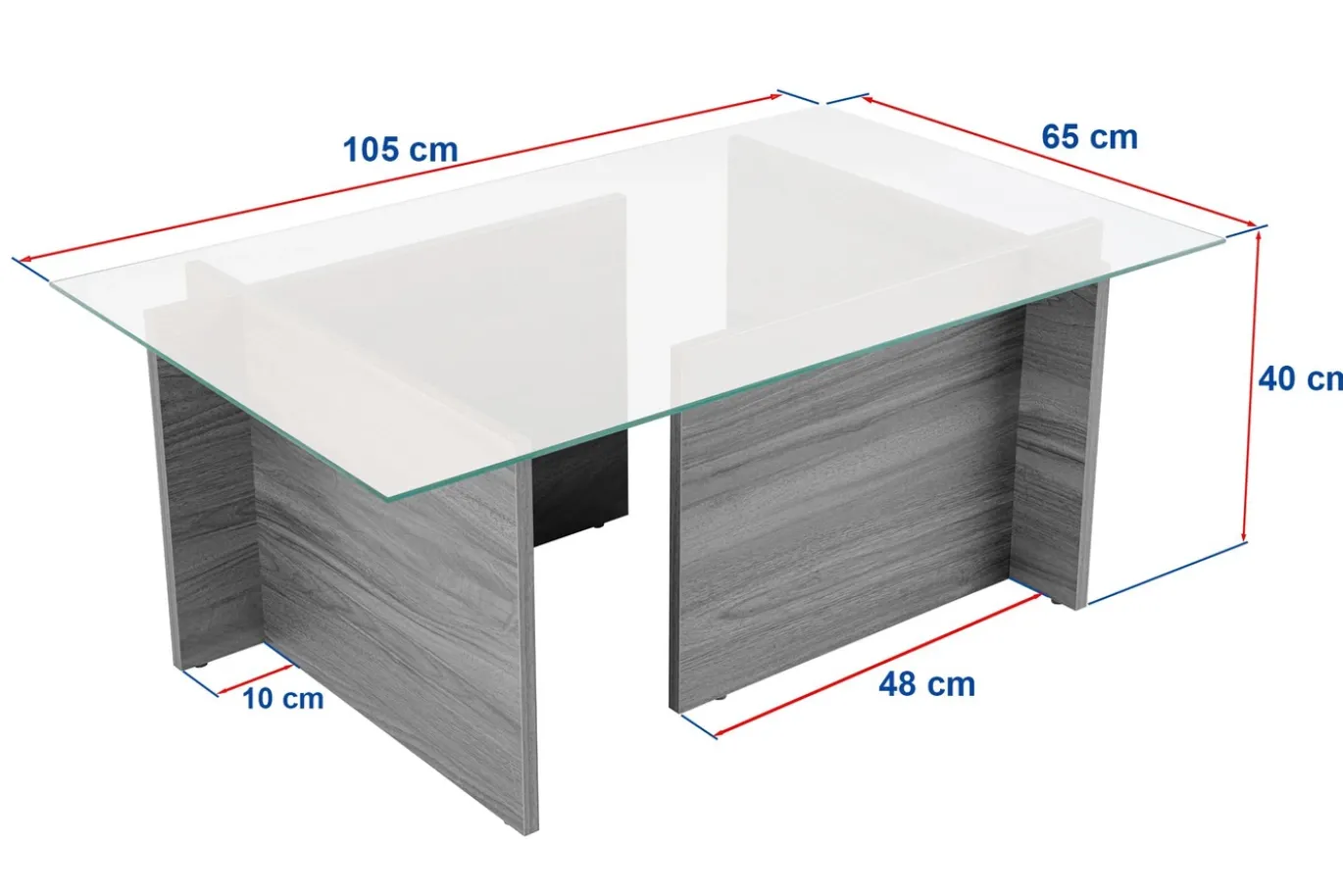 Salontafel Vetrino Glas/Wit 105cm