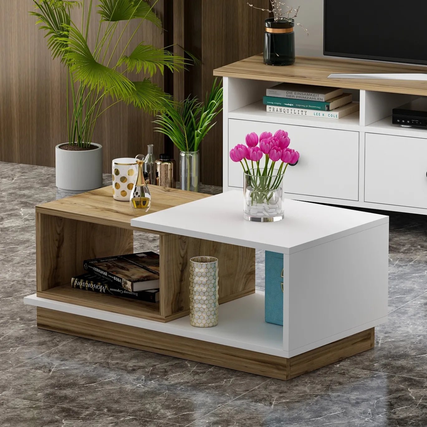 Salontafel Viyana Wit/Naturel 90cm