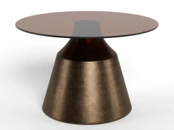 Salontafel Warren Glas Bruin Brons Ø70cm - Giga Living