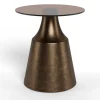 Salontafel Warren Glas Bruin Brons Ø45cm - Giga Living