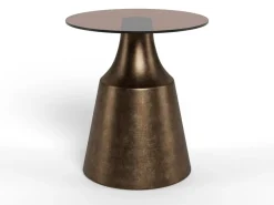 Salontafel Warren Glas Bruin Brons Ø45cm - Giga Living