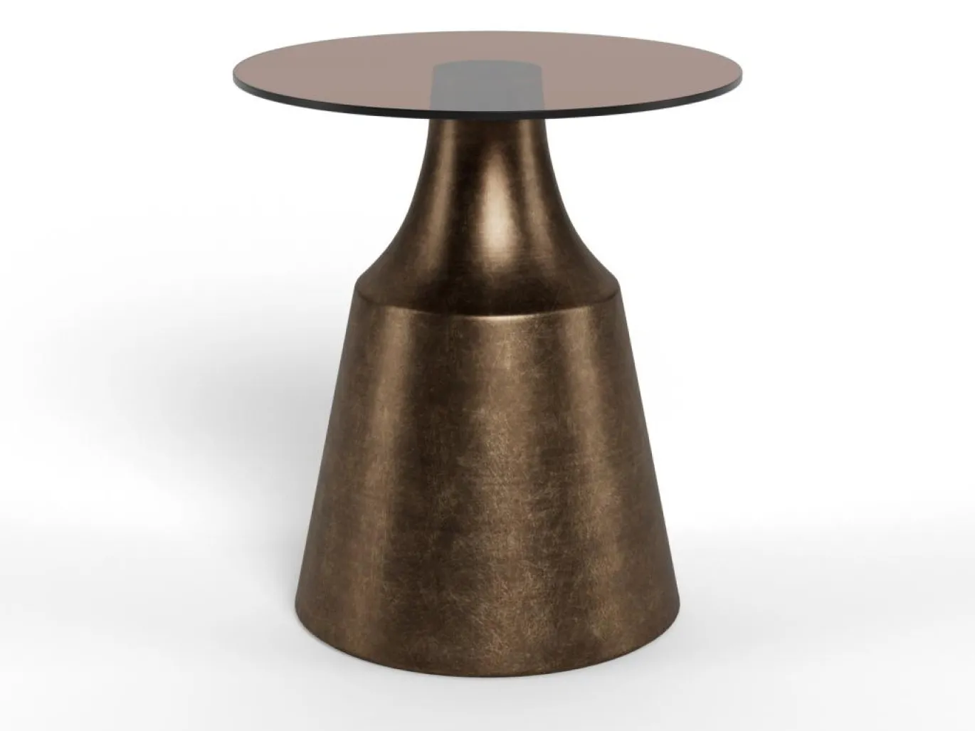 Salontafel Warren Glas Bruin Brons Ø45cm - Giga Living