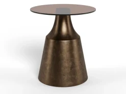 Salontafel Warren Glas Bruin Brons Ø45cm - Giga Living