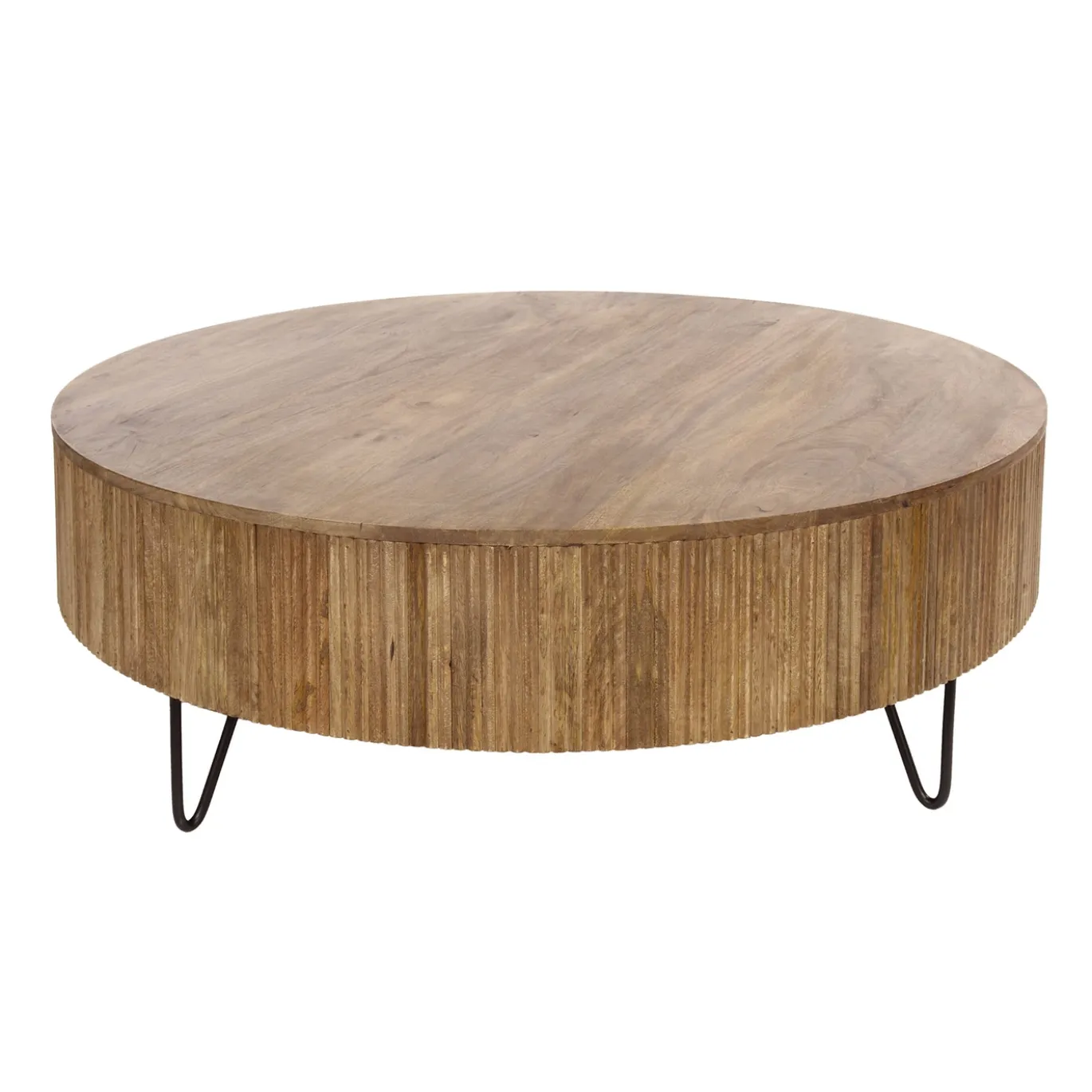 Salontafel Wave Ø120cm Massief Mango Zand - Giga Meubel