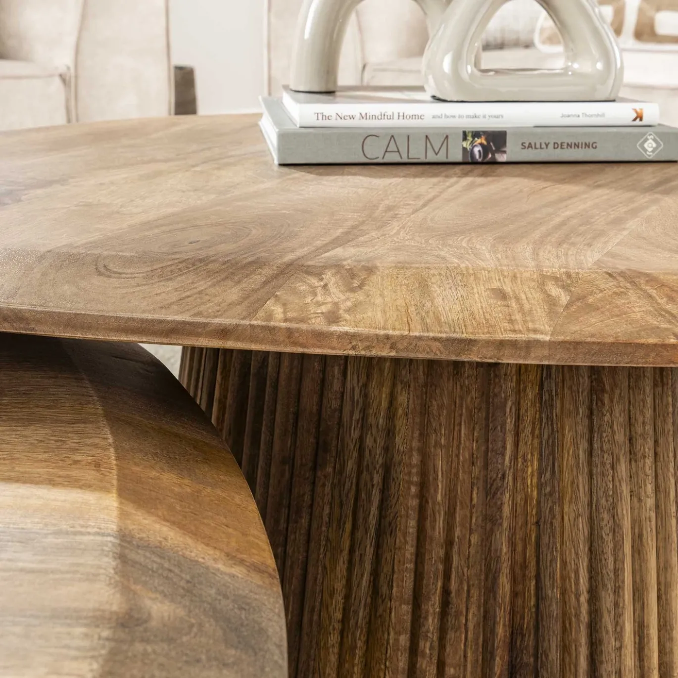 Salontafel Wave Driehoek Mangohout Set van 2 - Giga Meubel