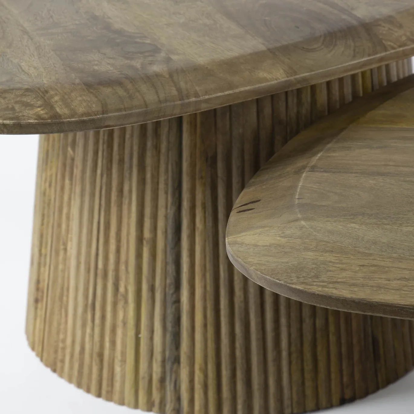 Salontafel Wave Driehoek Mangohout Set van 2 - Giga Meubel