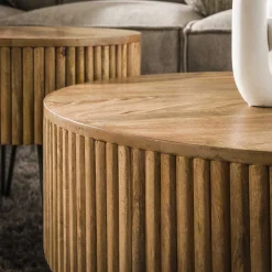 Salontafel Wave Rond Mango Naturel Set van 2 - Giga Meubel