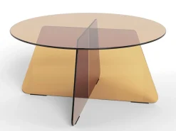 Salontafel Zelon Glas Bruin Ø80cm - Giga Living