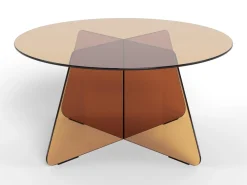 Salontafel Zelon Glas Bruin Ø80cm - Giga Living