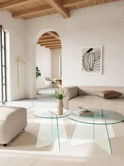 Salontafel Zelon Glas Transparant Ø80cm - Giga Living