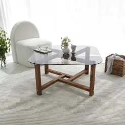 Salontafel Zen Glas/Bruin 80cm