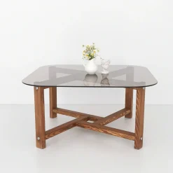 Salontafel Zen Glas/Bruin 80cm