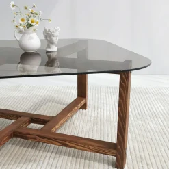 Salontafel Zen Glas/Bruin 80cm