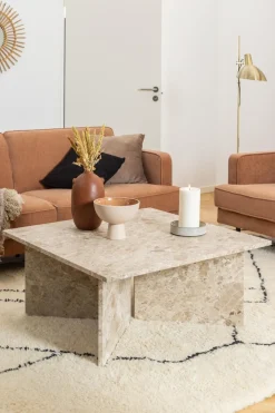 Salontafel Zivik Marmer Bruin Latte 90cm - Giga Living