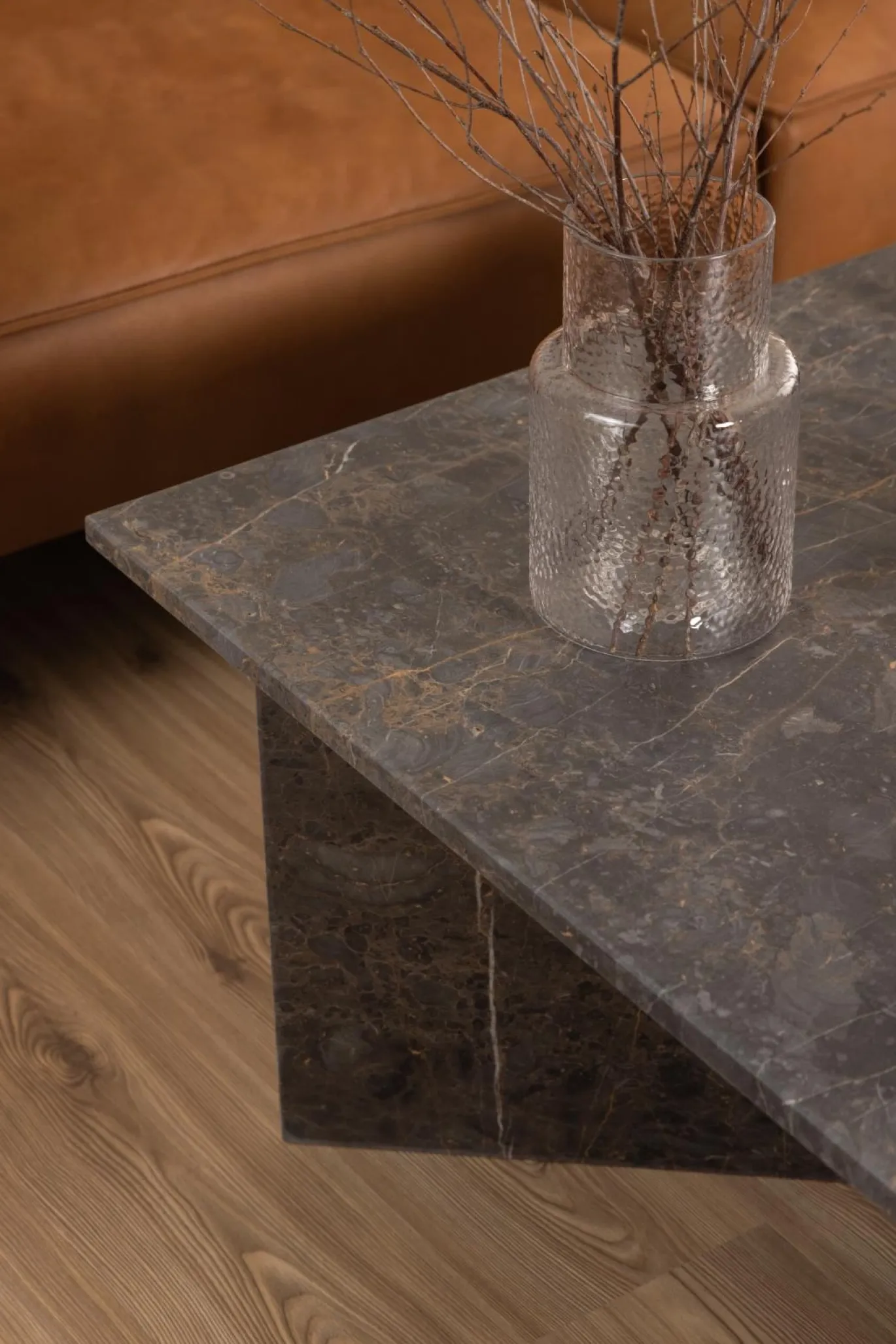 Salontafel Zivik Marmer Grijs Marron 90cm - Giga Living