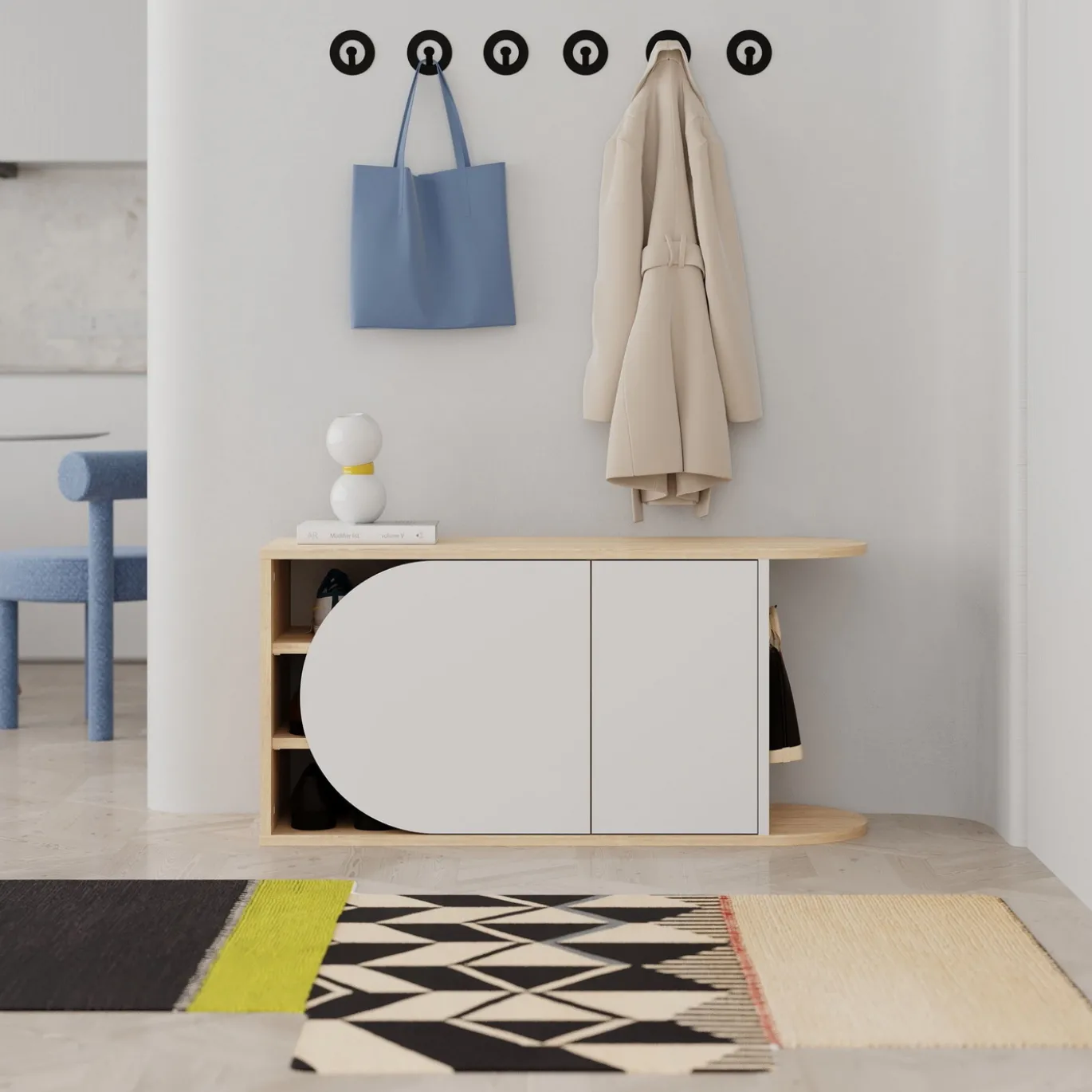 Schoenenbank Nova Naturel/Wit 104cm