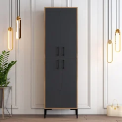 Schoenenkast Berlin Melamine Walnoot Antraciet
