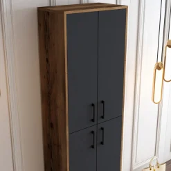 Schoenenkast Berlin Melamine Walnoot Antraciet
