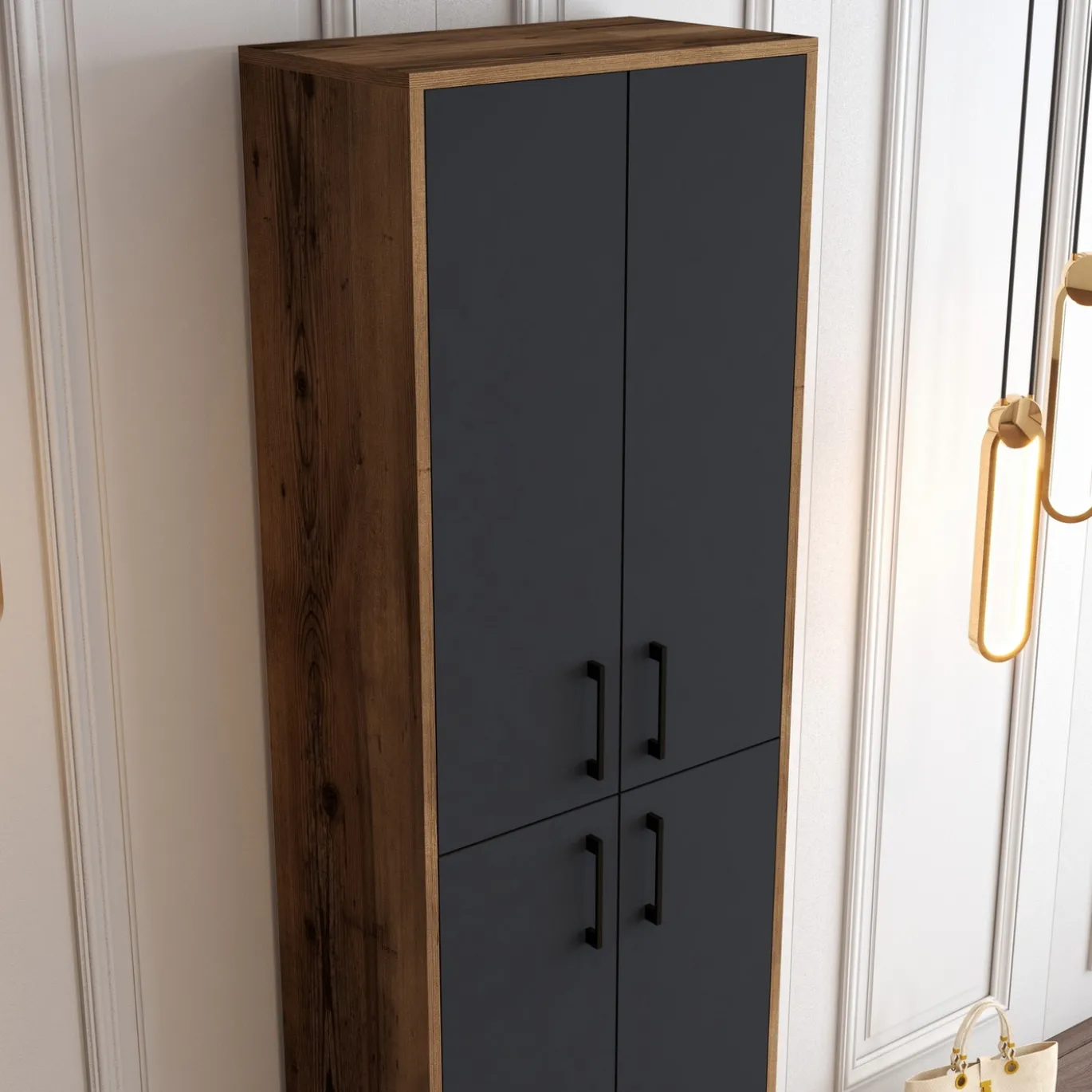 Schoenenkast Berlin Melamine Walnoot Antraciet