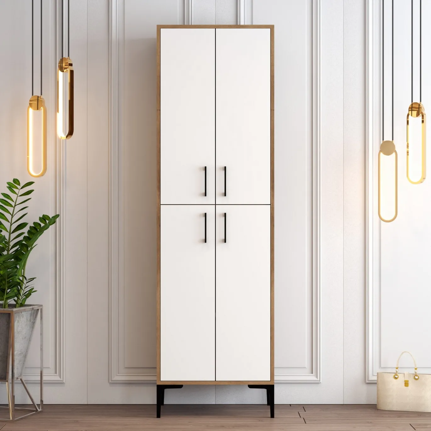 Schoenenkast Berlin Melamine Walnoot Wit