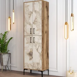 Schoenenkast Berlin Melamine Walnoot Wit Marmerlook