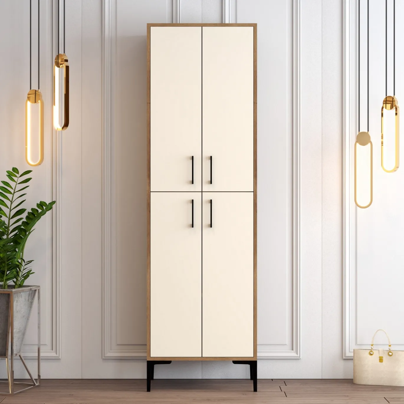 Schoenenkast Berlin Melamine Walnoot Crème